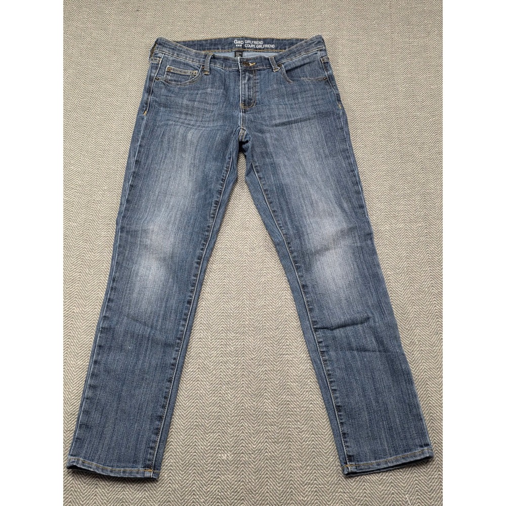 Gap Girlfriend Jeans Medium Wash Distressed Denim Women's Size 4 Regular‎